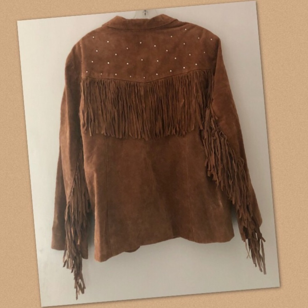 QUACKER FACTORY BROWN SUEDE JACKET w/ FRINGE
